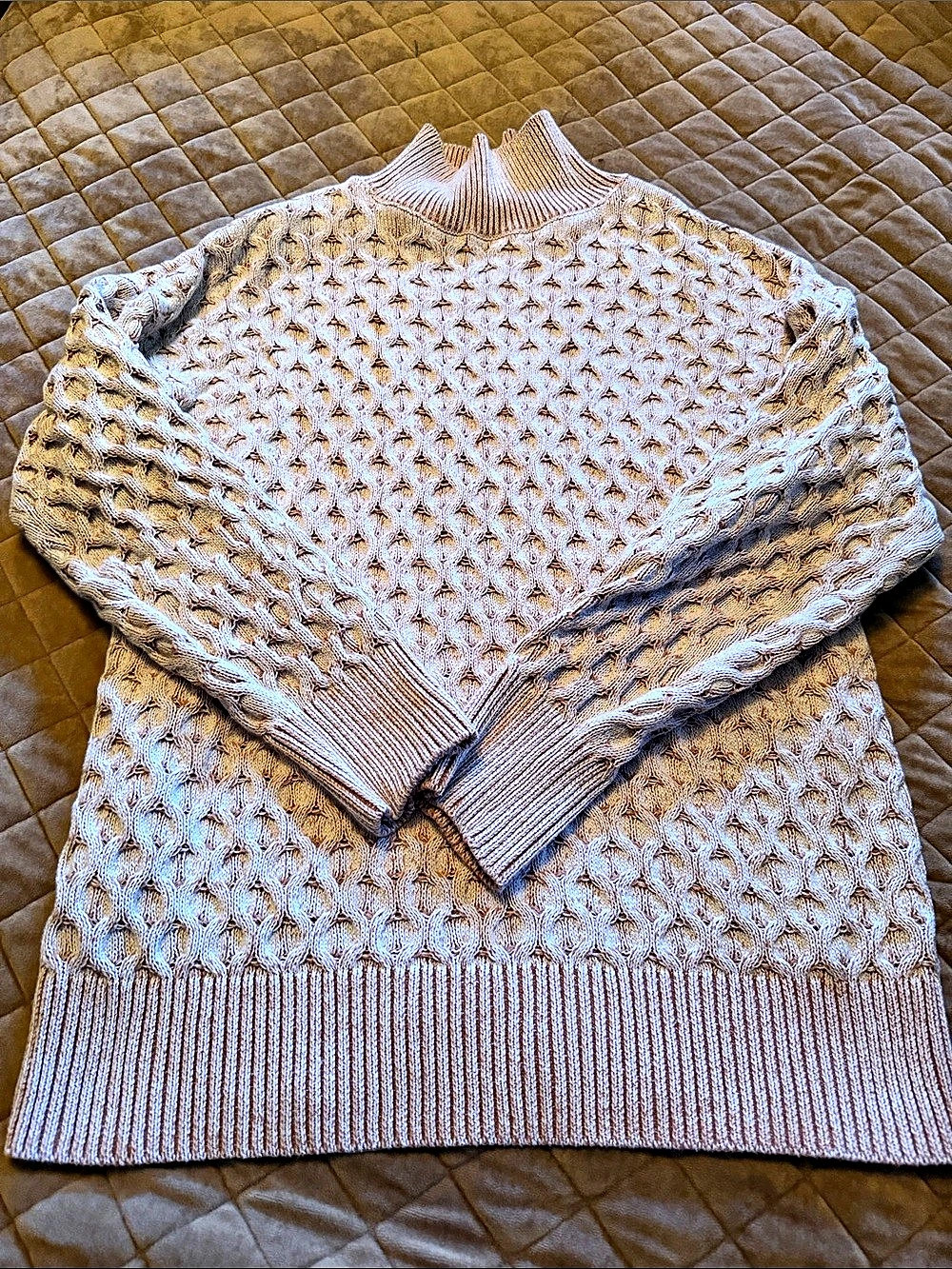 KNOX ROSE Color Block Knit Sweater in Orange & White Size Medium